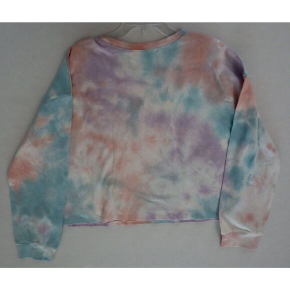 All in Favor LT15453 Women's Sz XL Purple-Peach Tie Dye Applique Crop Pullover - Picture 5 of 6